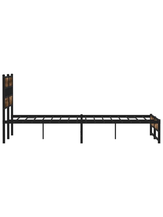 Kovový rám postele bez matrace kouřový dub 160 x 200 cm