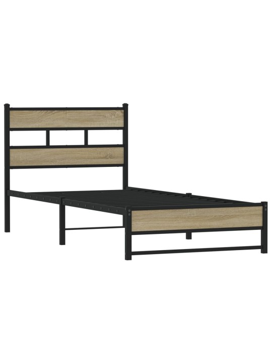 Kovový rám postele bez matrace dub sonoma 75 x 190 cm