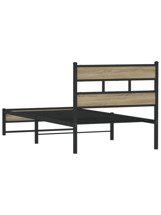 Kovový rám postele bez matrace dub sonoma 75 x 190 cm