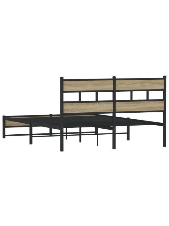 Kovový rám postele bez matrace dub sonoma 140 x 190 cm