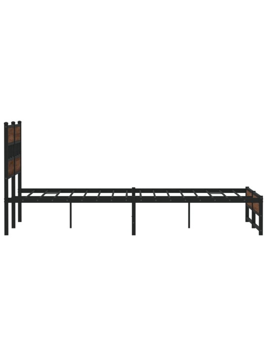 Kovový rám postele bez matrace hnědý dub 140 x 190 cm
