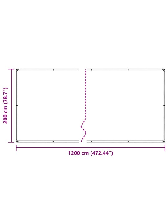 Čirá plachta s oky 2x12 m polyethylen
