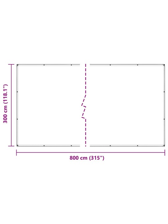 Čirá plachta s oky 3x8 m polyethylen