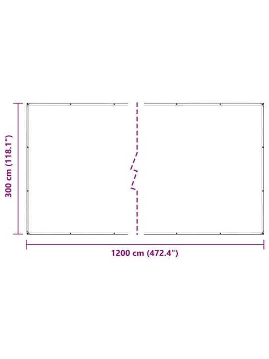 Čirá plachta s oky 3x12 m polyethylen