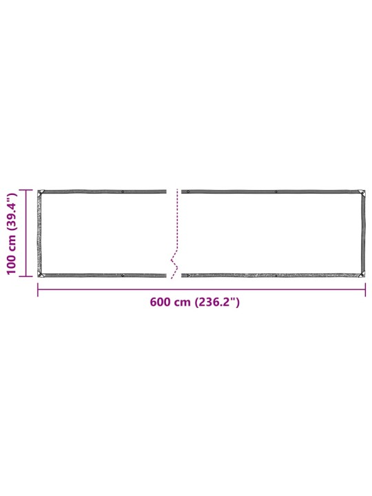 Čirá plachta s oky 1x6 m polyethylen