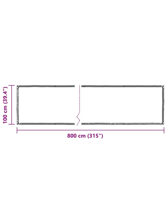 Čirá plachta s oky 1x8 m polyethylen