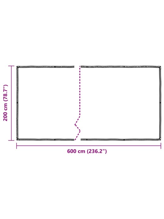 Čirá plachta s oky 2x6 m polyethylen