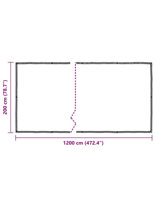 Čirá plachta s oky 2x12 m polyethylen