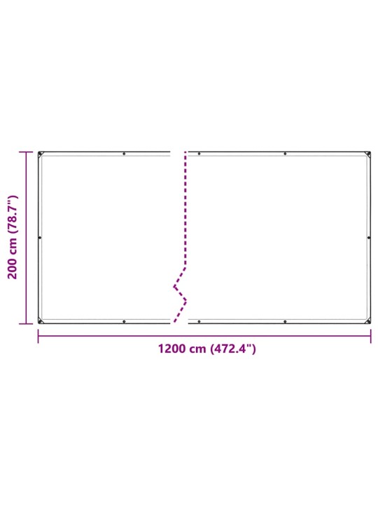 Čirá plachta s oky 2x12 m pvc
