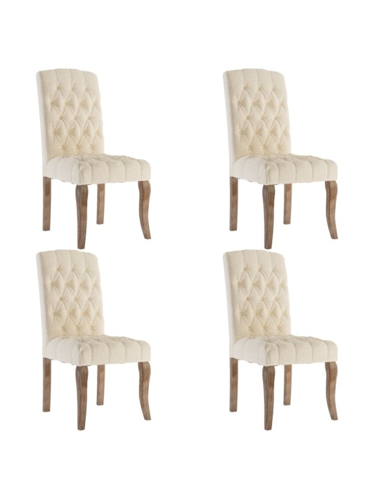 Jídelní židle 4 ks béžové lněný vzhled textil