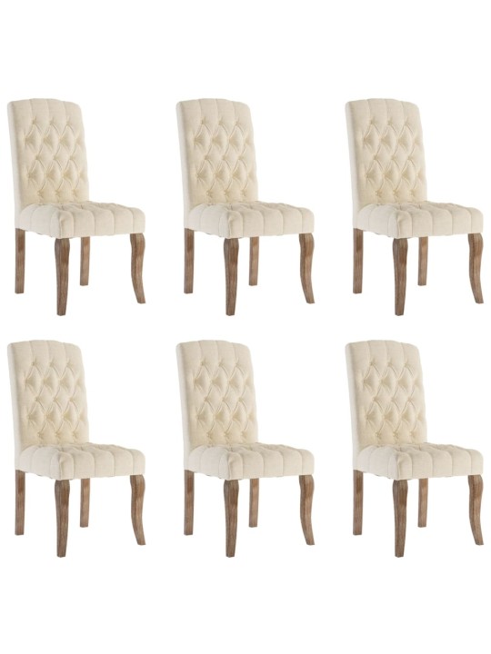 Jídelní židle 6 ks béžové lněný vzhled textil