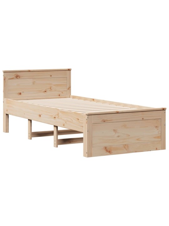 Postel s knihovnou bez matrace 90 x 190 cm masivní borovice