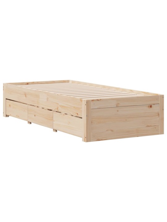 Postel s knihovnou bez matrace 90 x 190 cm masivní borovice