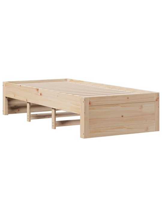 Postel s knihovnou bez matrace 90 x 190 cm masivní borovice
