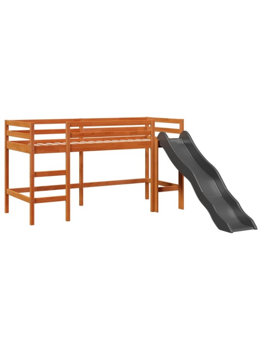 Dětská patrová postel s věží růžová 90 x 190 cm masiv borovice