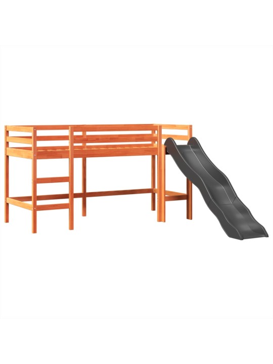 Dětská patrová postel s věží růžová 90 x 190 cm masiv borovice