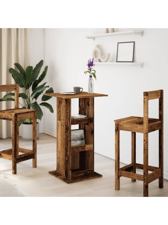 Barový stůl s úložným prostorem old wood 60 x 60 x 102 cm