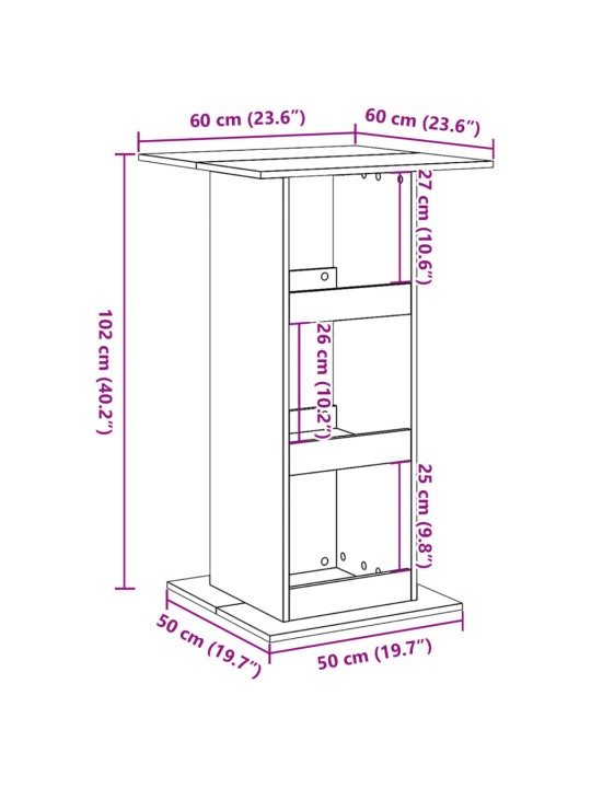 Barový stůl s úložným prostorem old wood 60 x 60 x 102 cm