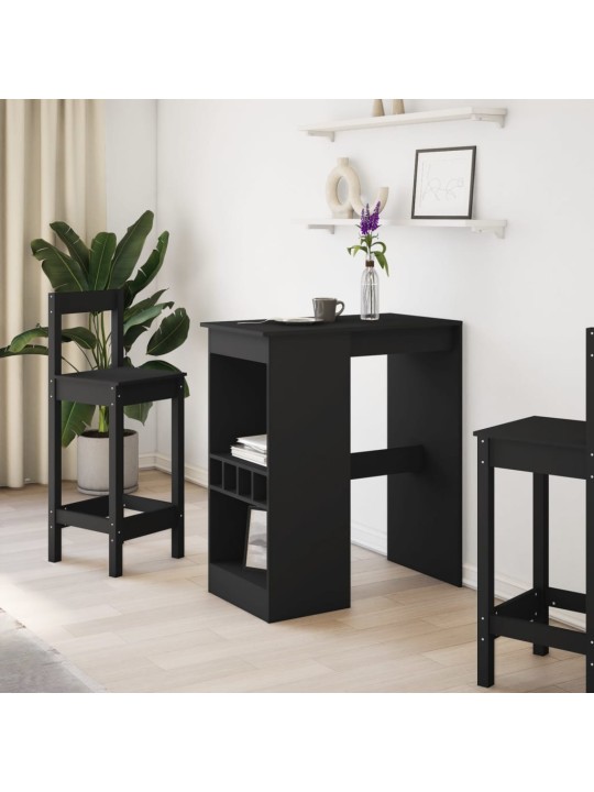 Barový stůl s regály černý 90x47,5x103,5 cm kompozitní dřevo