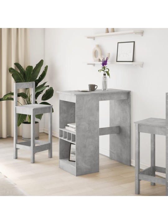 Barový stůl s regály betonově šedý 90x47,5x103,5 cm kompozit