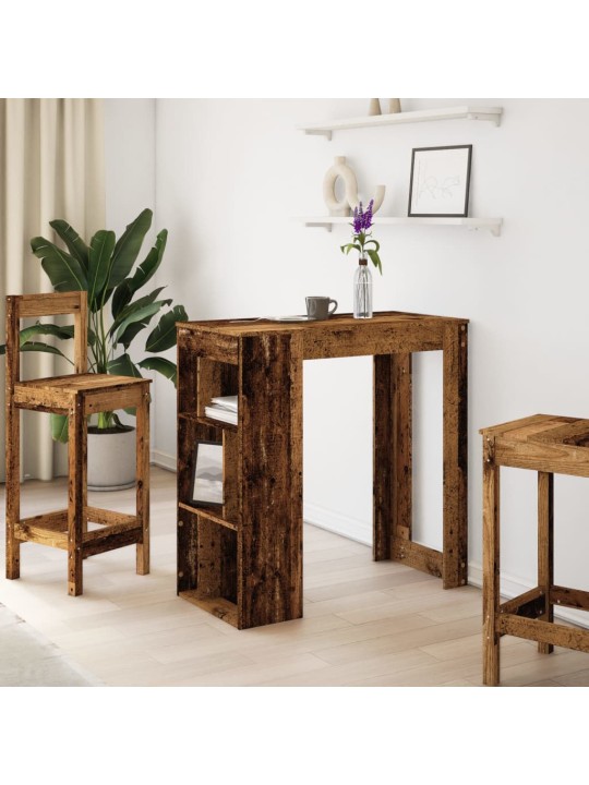 Barový stůl s regály old wood 102x50x103,5 cm kompozitní dřevo