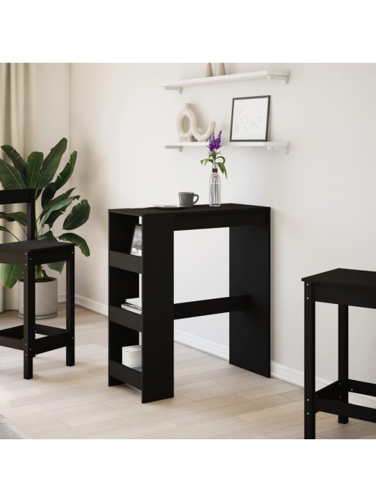 Barový stůl s regály černý 90 x 40 x 103,5 cm kompozitní dřevo