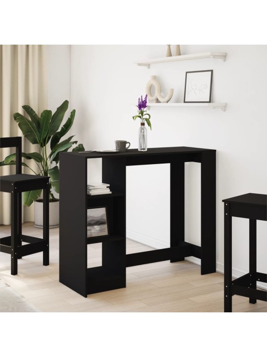 Barový stůl s policí černý 124x46x103,5 cm kompozitní dřevo