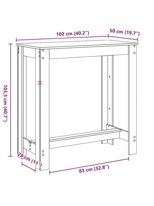 Barový stůl betonově šedý 102 x 50 x 103,5 cm kompozitní dřevo