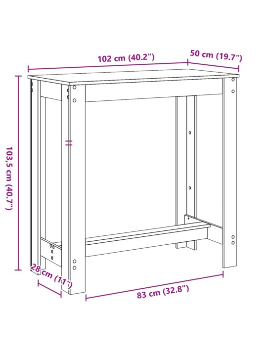 Barový stůl old wood 102 x 50 x 103,5 cm kompozitní dřevo