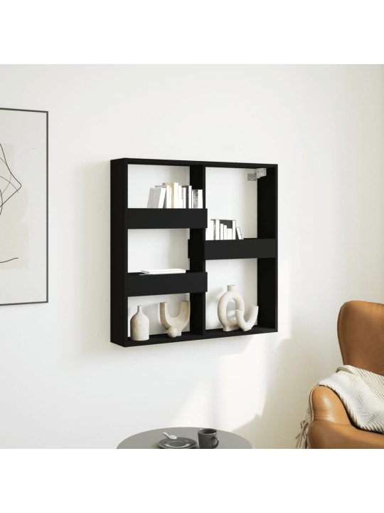 Nástěnná skříňka černá 80 x 15 x 80 cm kompozitní dřevo