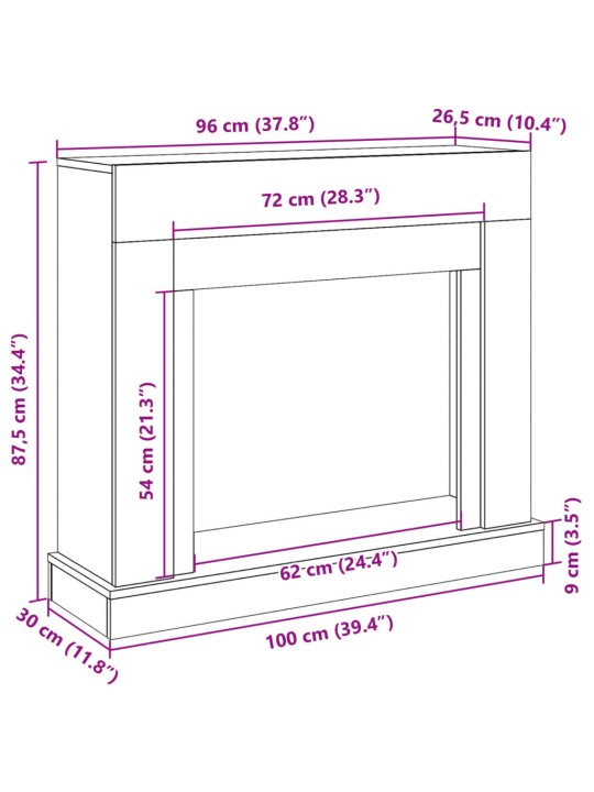 Krbová obestavba kouřový dub 100x30x87,5 cm kompozitní dřevo
