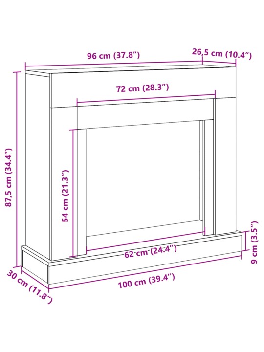 Krbová obestavba hnědý dub 100 x 30 x 87,5 cm kompozitní dřevo