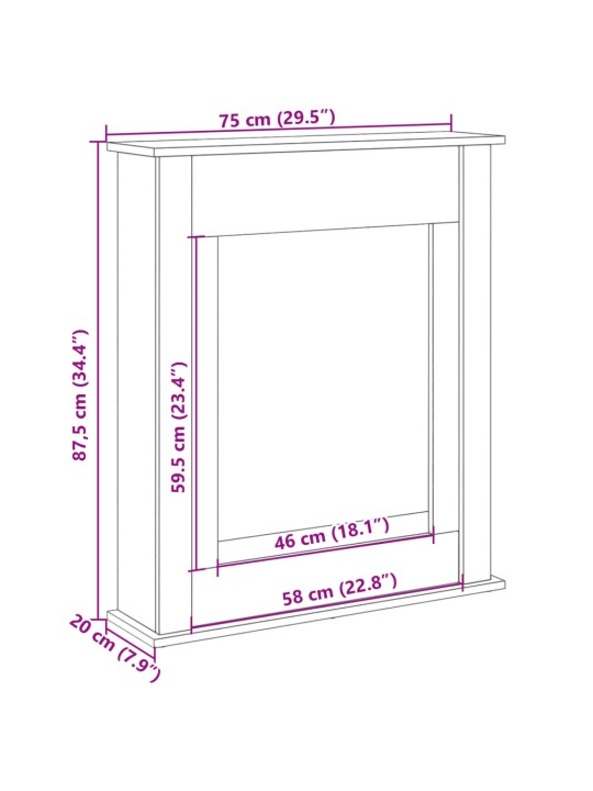 Krbová obestavba kouřový dub 75 x 20 x 87,5 cm kompozitní dřevo