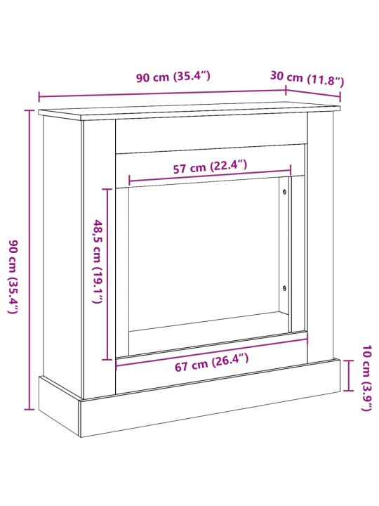 Krbová obestavba černá 90 x 30 x 90 cm kompozitní dřevo