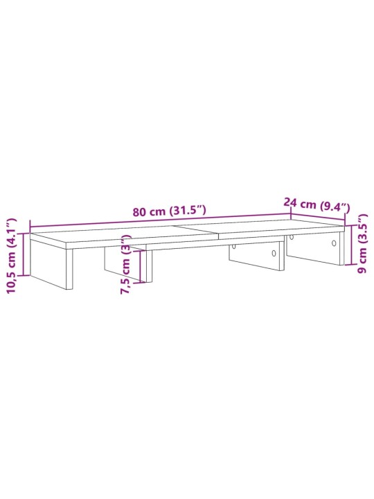 Stojan na monitor bílý 80 x 24 x 10,5 cm kompozitní dřevo
