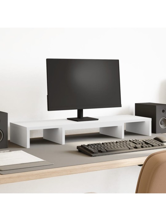 Stojan na monitor bílý 80 x 24 x 10,5 cm kompozitní dřevo