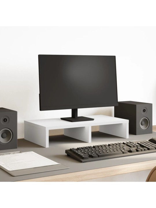 Stojan na monitor bílý 50 x 27 x 10 cm kompozitní dřevo