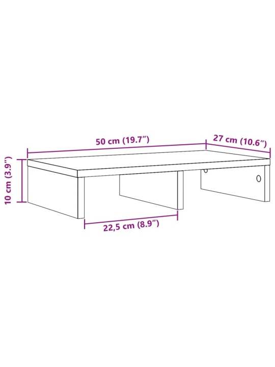 Stojan na monitor kouřový dub 50 x 27 x 10 cm kompozitní dřevo