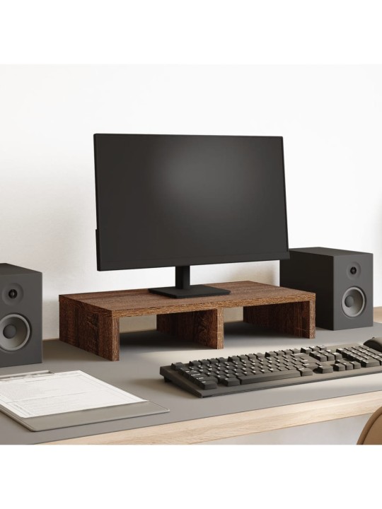 Stojan na monitor hnědý dub 50 x 27 x 10 cm kompozitní dřevo