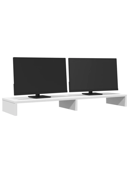 Stojan na monitor bílý 100 x 27 x 10 cm kompozitní dřevo