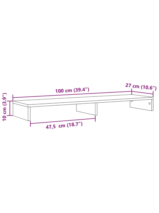 Stojan na monitor bílý 100 x 27 x 10 cm kompozitní dřevo