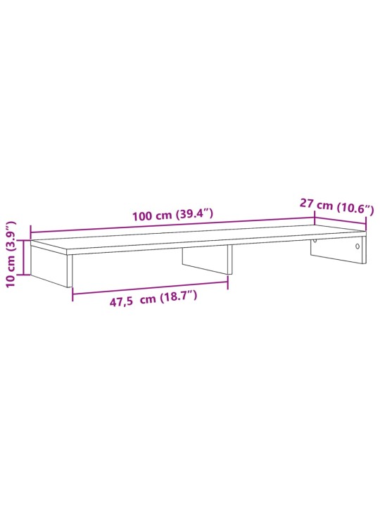 Stojan na monitor hnědý dub 100 x 27 x 10 cm kompozitní dřevo