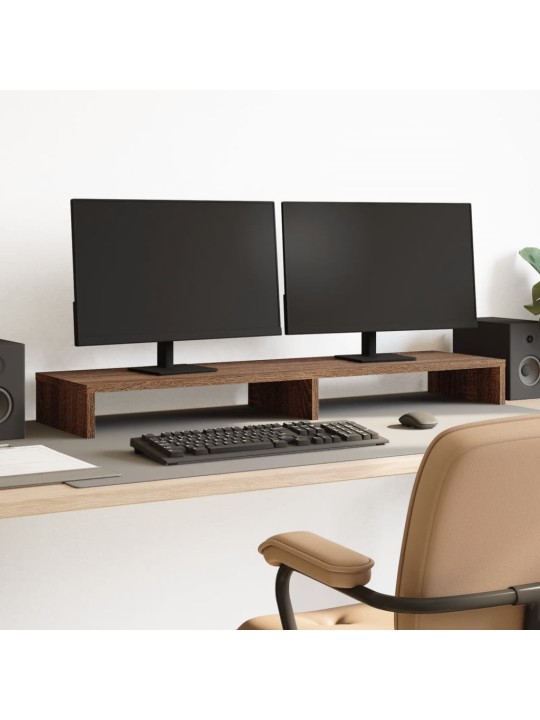 Stojan na monitor hnědý dub 100 x 27 x 10 cm kompozitní dřevo