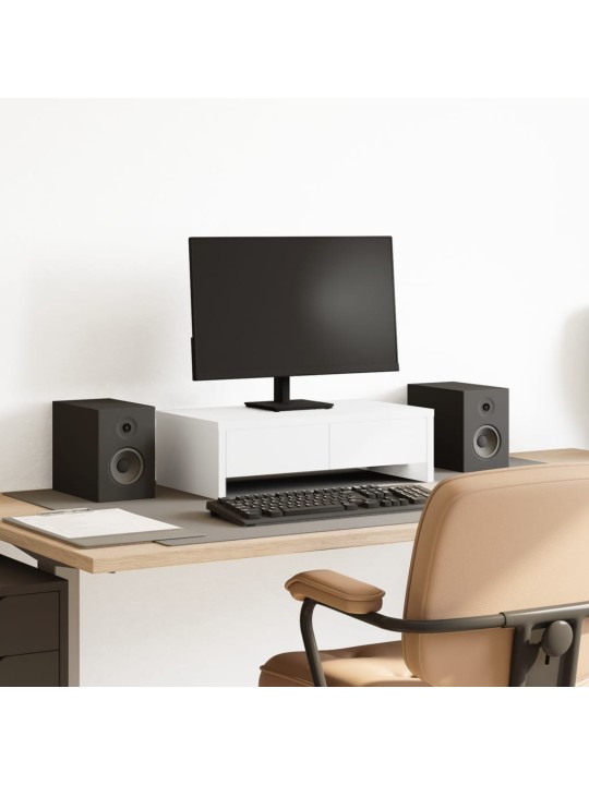 Stojan na monitor se zásuvkami bílý 50 x 27 x 15 cm kompozit