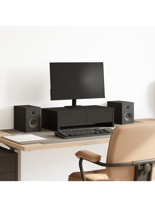 Stojan na monitor se zásuvkami černý 50 x 27 x 15 cm kompozit