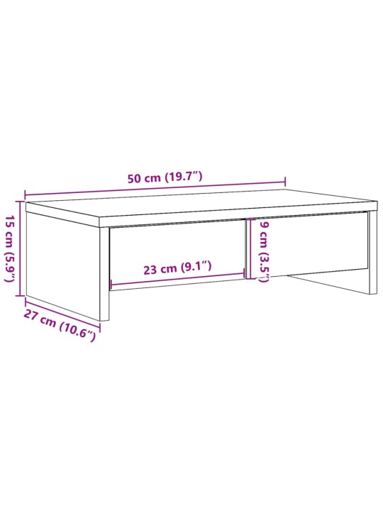 Stojan na monitor se zásuvkami dub sonoma 50x27x15 cm kompozit