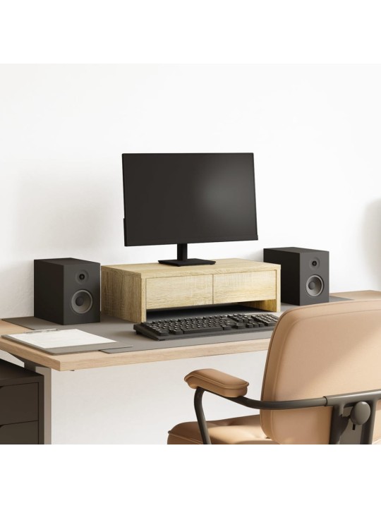 Stojan na monitor se zásuvkami dub sonoma 50x27x15 cm kompozit