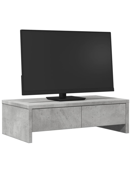 Stojan na monitor se zásuvkami betonově šedý 50 x 27 x 15 cm