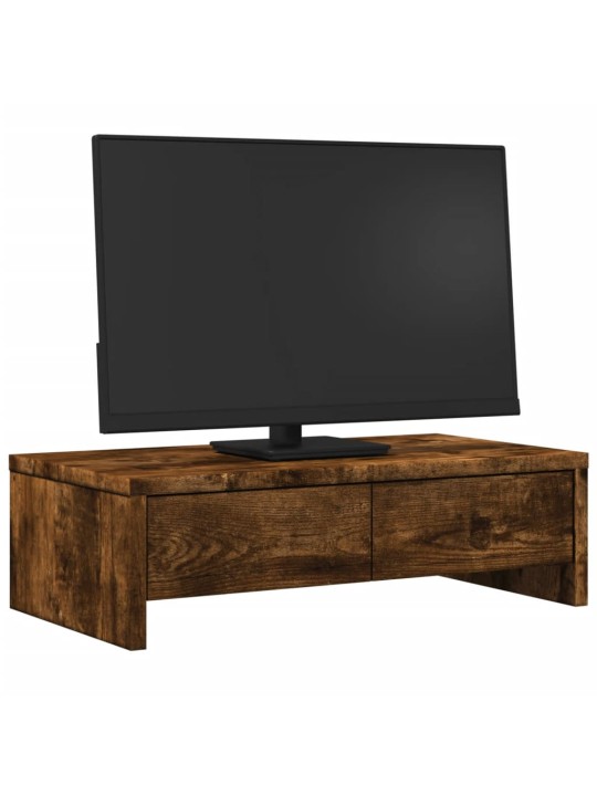 Stojan na monitor se zásuvkami kouřový dub 50x27x15 cm kompozit