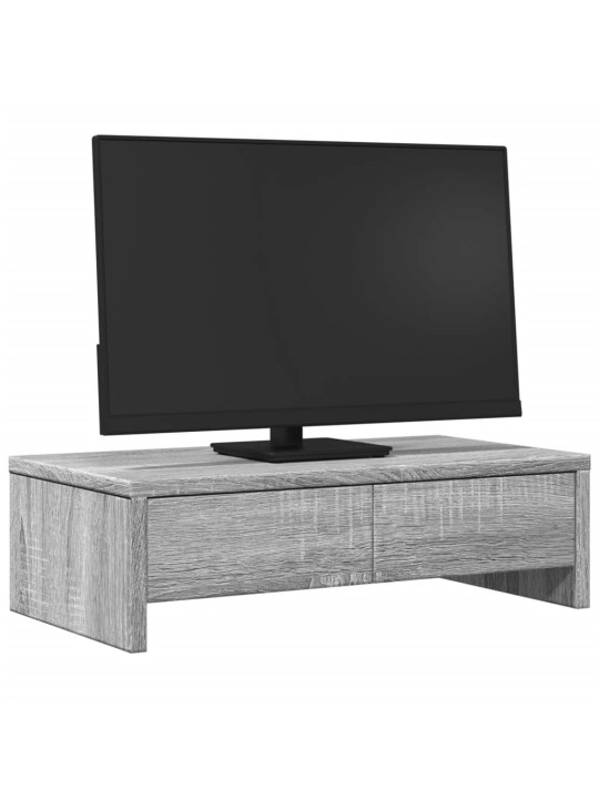 Stojan na monitor se zásuvkami šedý sonoma 50x27x15 cm kompozit